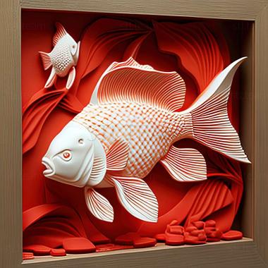 3D модель Червона і біла риба оранда (STL)